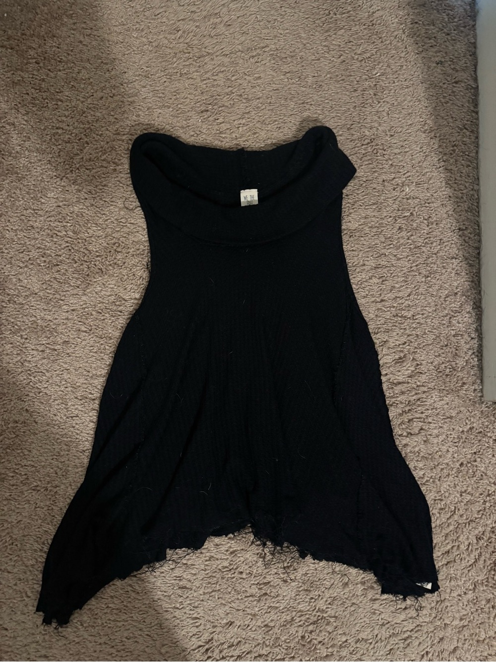 We The Free Black Sleeveless Rolled Neck Tank with distressed look